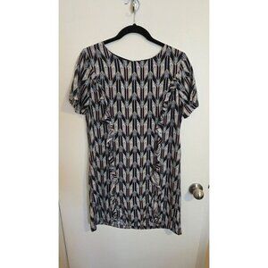 Ethereal By Paper Crane Short Sleeve Dress Small Ruffles NWT Multicolor Rayon
